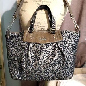 Coach Madison Metallic Ocelot 'Audrey' Satchel Bag🤍🖤🤍🖤